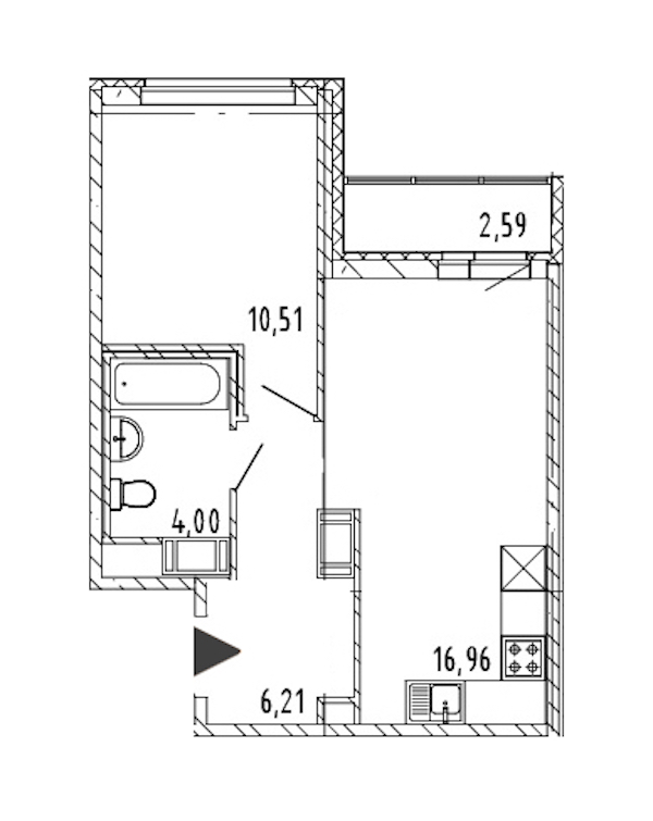 1-комнатная квартира 37.68 м², 17/17 эт., ЖК «Новые горизонты 2»